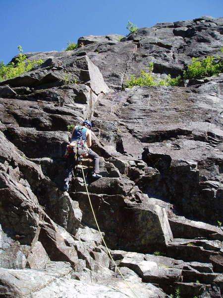 A climber starts up the Standard Route