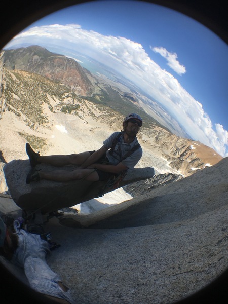 My recommendation is to taking the left route variation because it lands your belay on this sweet detached flake. Plus it's all-in-all better climbing.