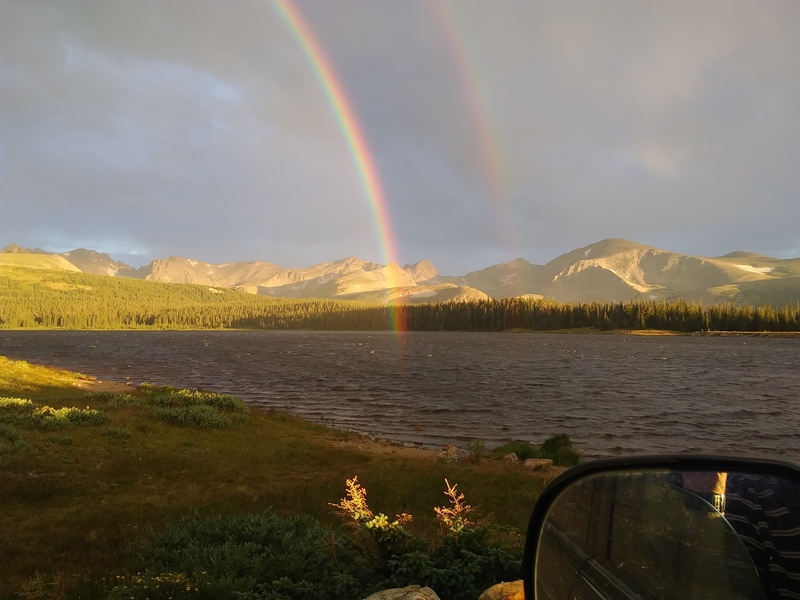 Mt. Toll from Lefhand Reservoir is just to the right of the rainbow.