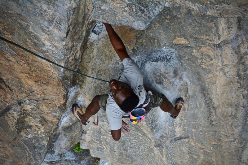 Peter about to enter the roof traverse.