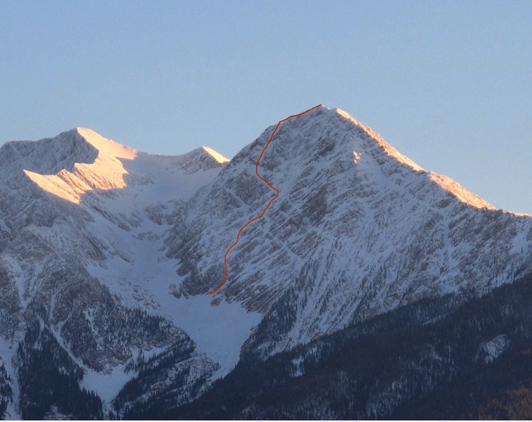 North Face of Sheepshead with the West Ridge being the obvious sun/shade line on the right.