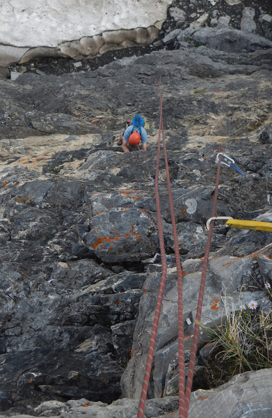 Following pitch 2....the steepest on the Castle.