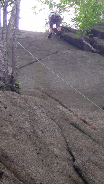 Bounce testing a #10 nut placement near the top of the route.