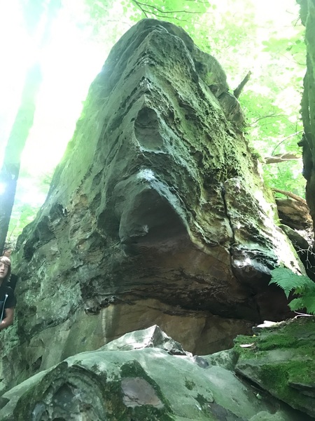 Better view of the opposite side of the boulder used to finish the problem.