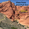 View from 2nd Pull Out  Yellow= a way to MeetUp Wall (red="hidden from view") ...Black is "hidden from view" to Black Corridor.  The red is a bit misleading...you don't go on the rock.  See "Alternate" in "Getting There; especially after 2019 revision.