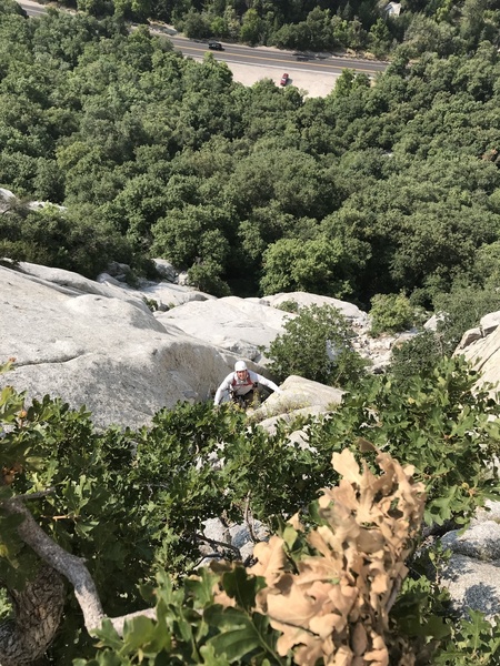 Paul coming up the first pitch of Split Pants.