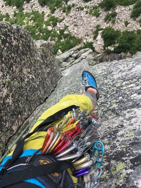 Looking down after the climbing eases up... might have run it out a bit out of joy over the sweet hand crack