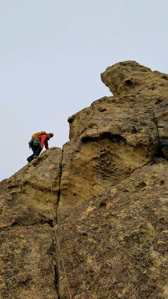 Starting up the final section to the summit. Pretty sure that was the only piece of gear I put in the whole route.