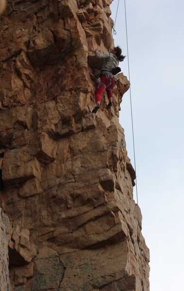 Alison loving the arete.