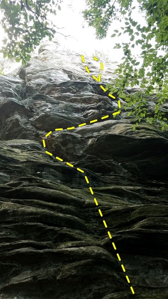 Looking up from the base of the climb. The top half has a couple of different variations.