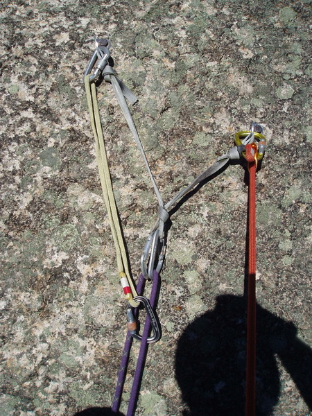 Anchor on top of "direct" (and what which would probably be used for most "Tongue" climbs) The biners are resident; I added one sling. Good would be to replace webbing with 8mm cord, better would be to add a 3/8 stainless bolt, best would replace both.