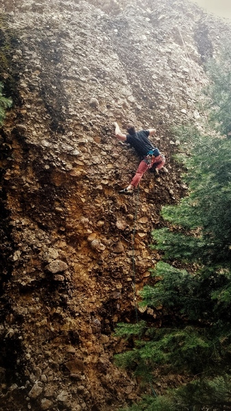 Tricky little route. One move away from clearing the crux.