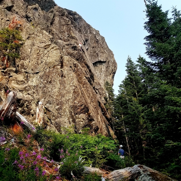 Iron Mt Crag left side slab, right side steep