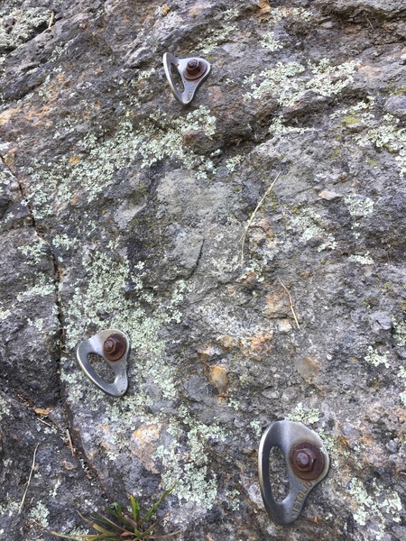 Bolts for the cave route (accessed via rappel). I don't think I checked if any were spinners