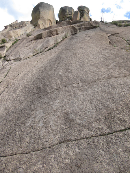 Looking straight up the route from the base.
