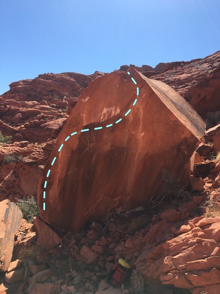 Sidewinder boulder. The right Arete is “Concertina”