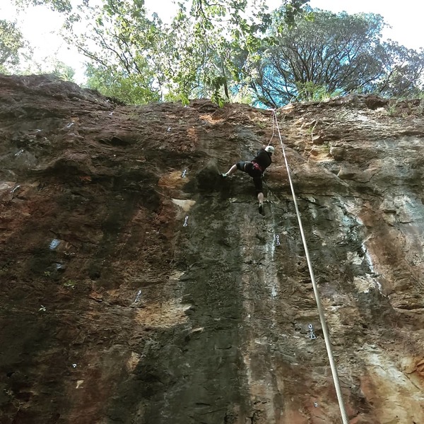 Marcus Floyd working the crux on Le Reve