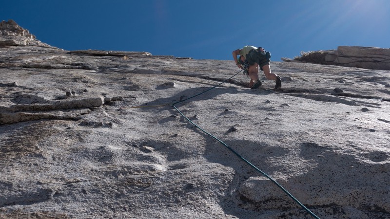 Betsy heading towards crux.