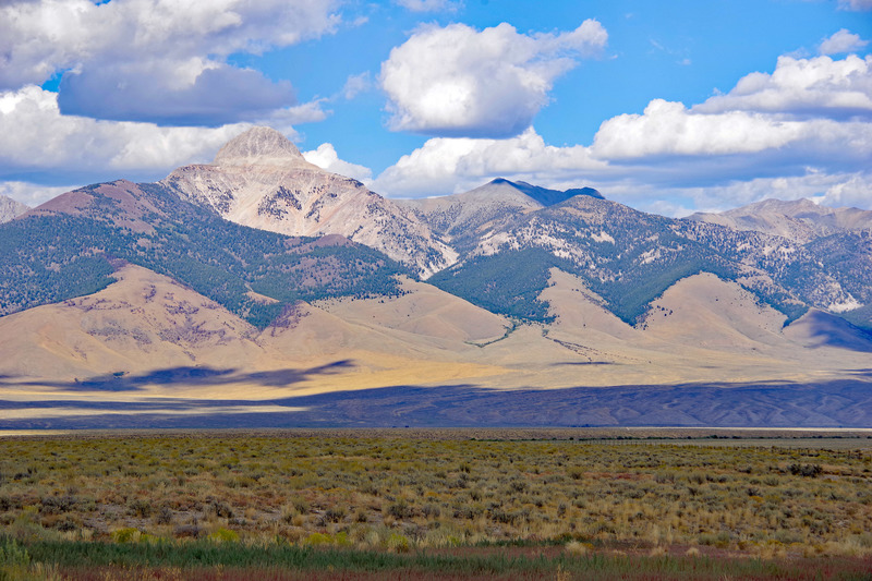 View toward Bell Mountain in the Lemhi range as you exit Pass Creek Canyon.