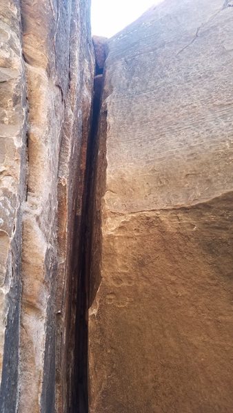 Crux of the route on third pitch.