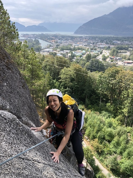 Tiffany enjoying the best (and only?) 4 pitch route in the Smoke Bluffs