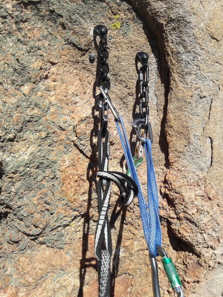 Two anchors and chains.