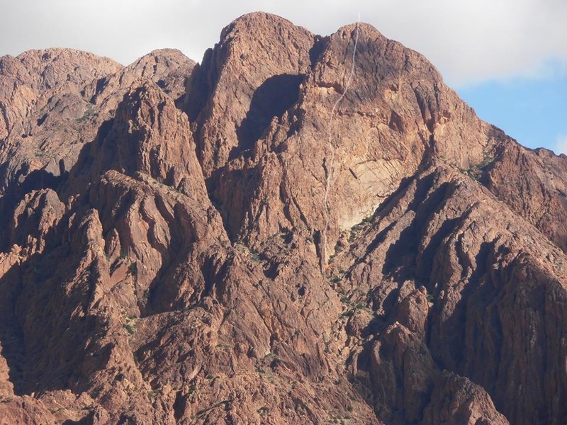 The line of the First Ascent of the Lions Face by Paul Ross and Les Brown March 1996