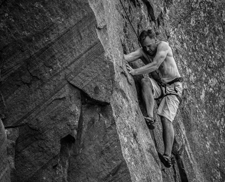 New to Colorado, went out to the Canyon. This is at the mountain closest to the Visitor's center. Wanted to put this photo out there for the climbers. Telephoto shot.