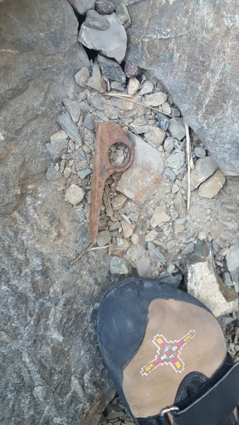 Not so old? piton found near the Impact Zone Boulder.