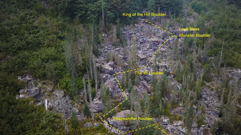 The trail through the Paradise Boulders talus field.