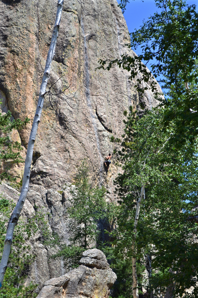 Near the crux move.