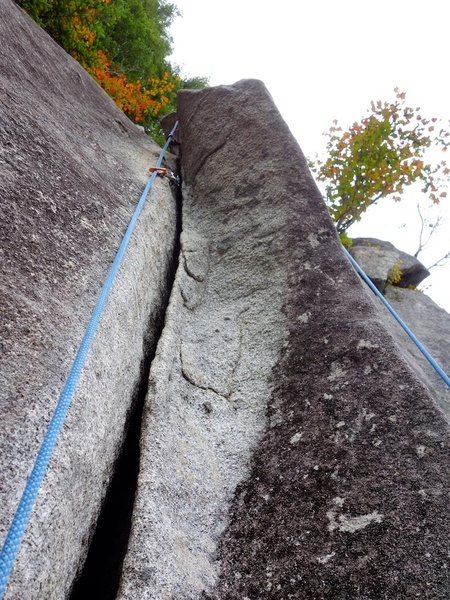 Left option to finish to Magic Fern. If you rap from the ledge 3/4 of the way up, you miss out on this section of great climbing and a much better anchor above.