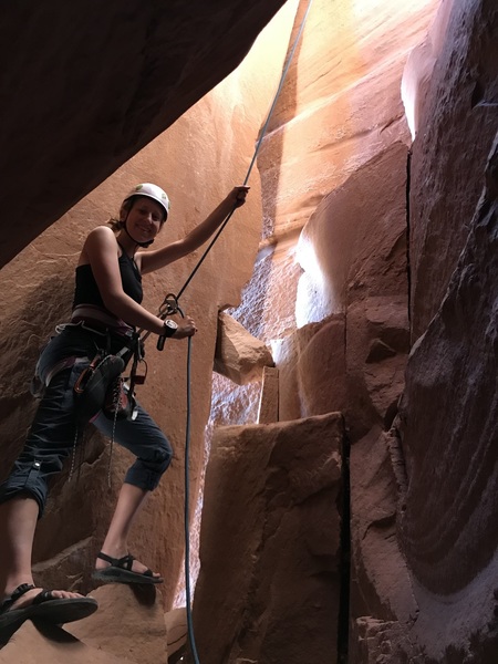 Zion at the belay on Interiors. Great route!