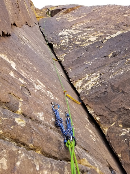 First belay with view of 2nd pitch
