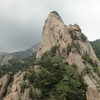 View of Jang-gun-bong from Juk-byuk. There are climbers visible when you enlarge the photo.