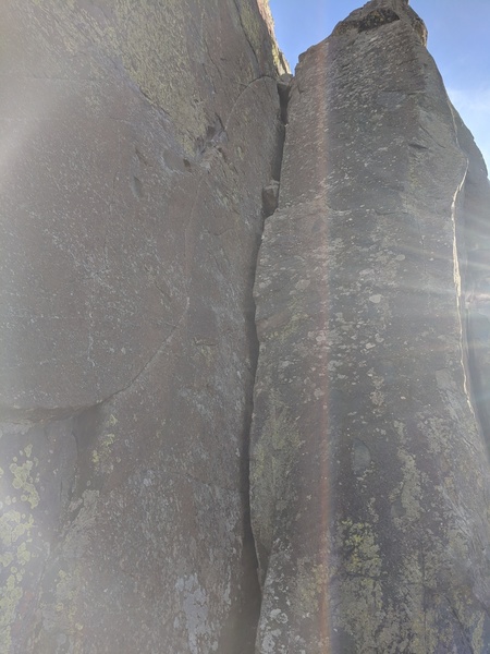 Climb the wide crack to the top