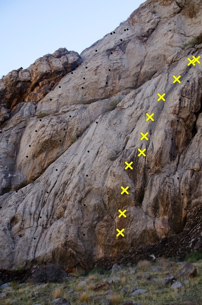 Locations of bolts on left side of wall.
