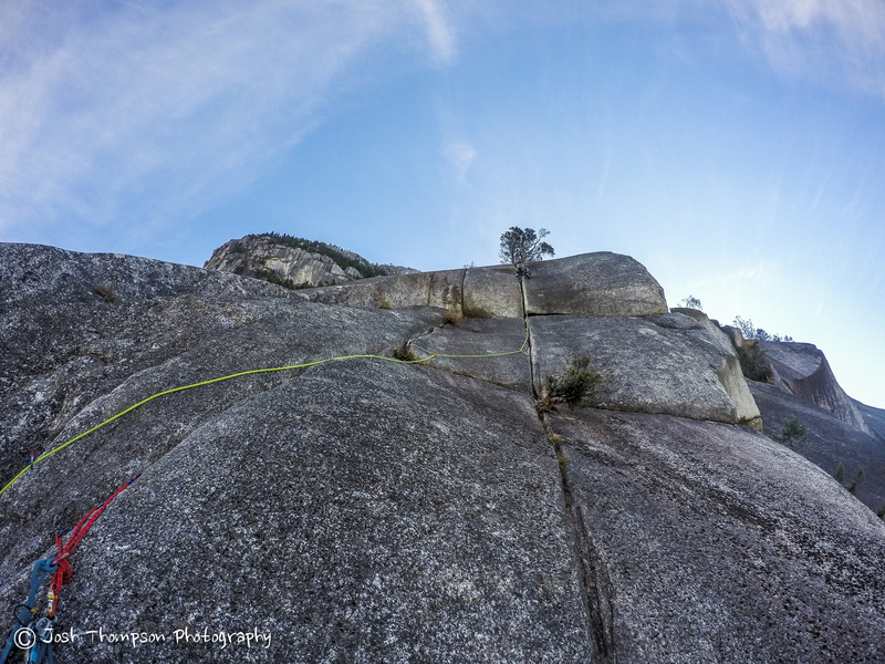 5th pitch, the short and sweet crux of the climb. James crushed it. Left foot first! Thanks for figuring that out for me... I finally got it clean!