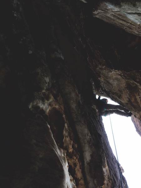 Chimneying out of the cave