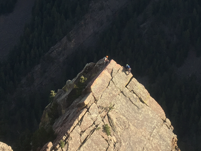 Topping out on The Yellow Spur.... Dick Stone belaying up Charlie Gray.