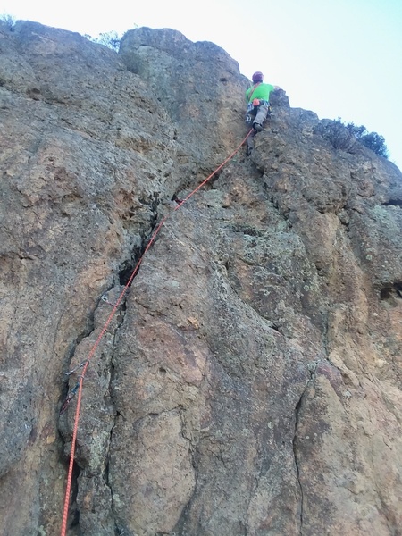 Looking up pitch 1 of Road Runner 5.8. Photo by Chris Cline.
