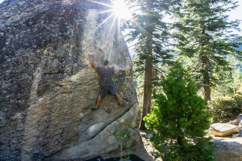 Climbing in Campground Boulders, Lover's Leap