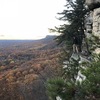 View of the Dennis belay ledge from Jackie rappel