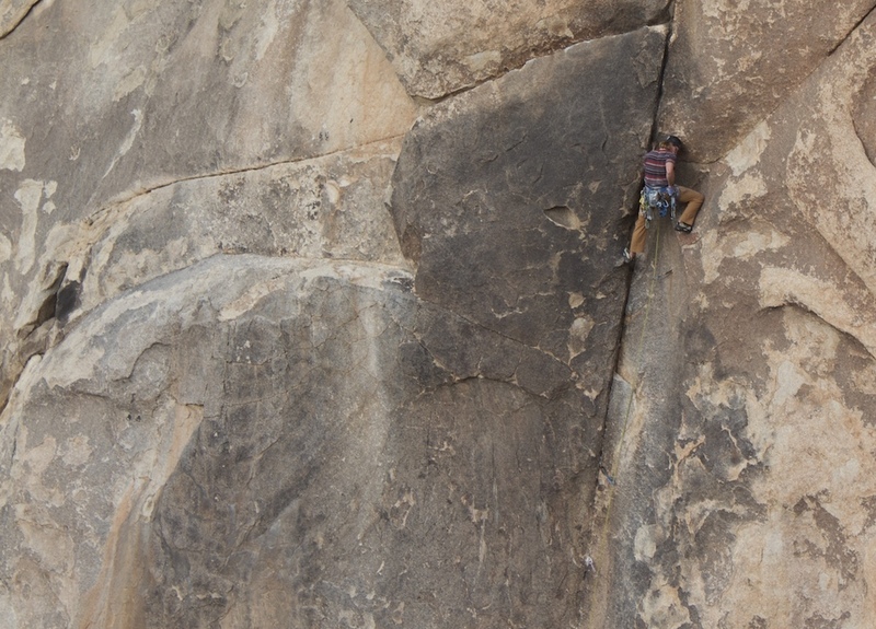 Getting ready to move into the traverse on the first pitch.
