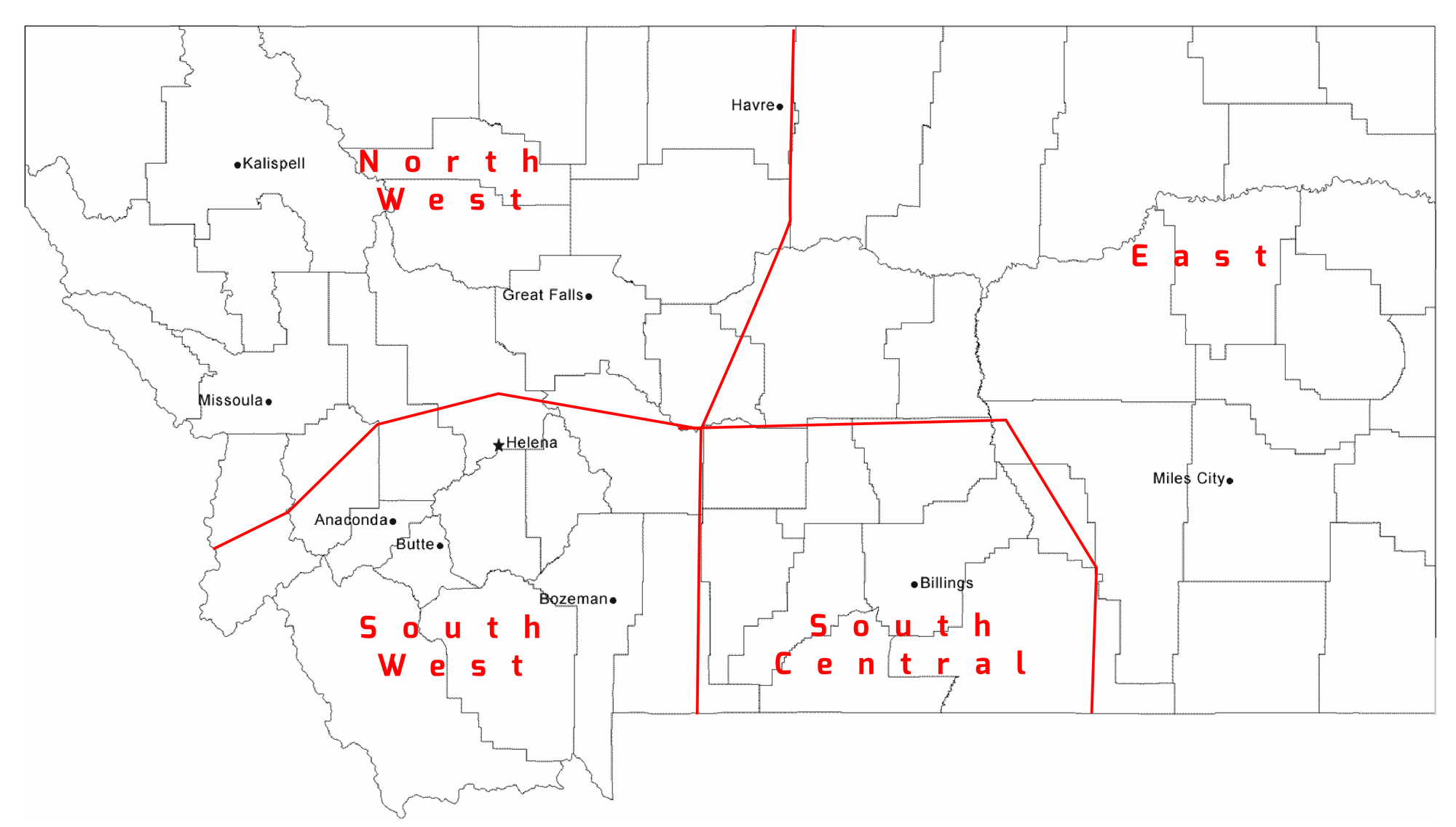 Map Of Montana Regions 8597