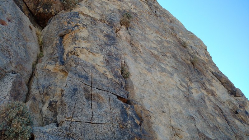 5.6 bolted route with a few readily spottable bolts to the right of center. (Bolts against the skyline to the right are the other 5.6's)