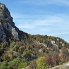 More cliffs in Jelasnica Gorge. The mostly single-lane road winds through the bottom of the canyon.