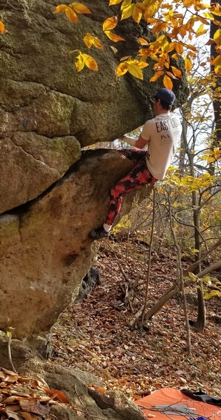 Wrestling for the heel/toe cam at the flared out crux