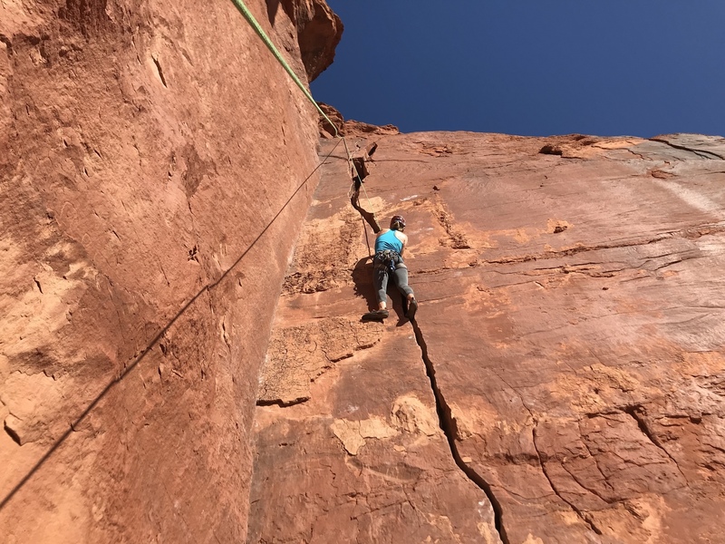Sadie climbing up the beautiful line