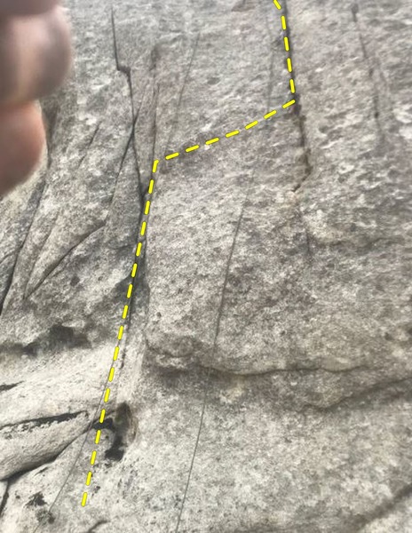 Left rope at start, right rope showing crack to aim for